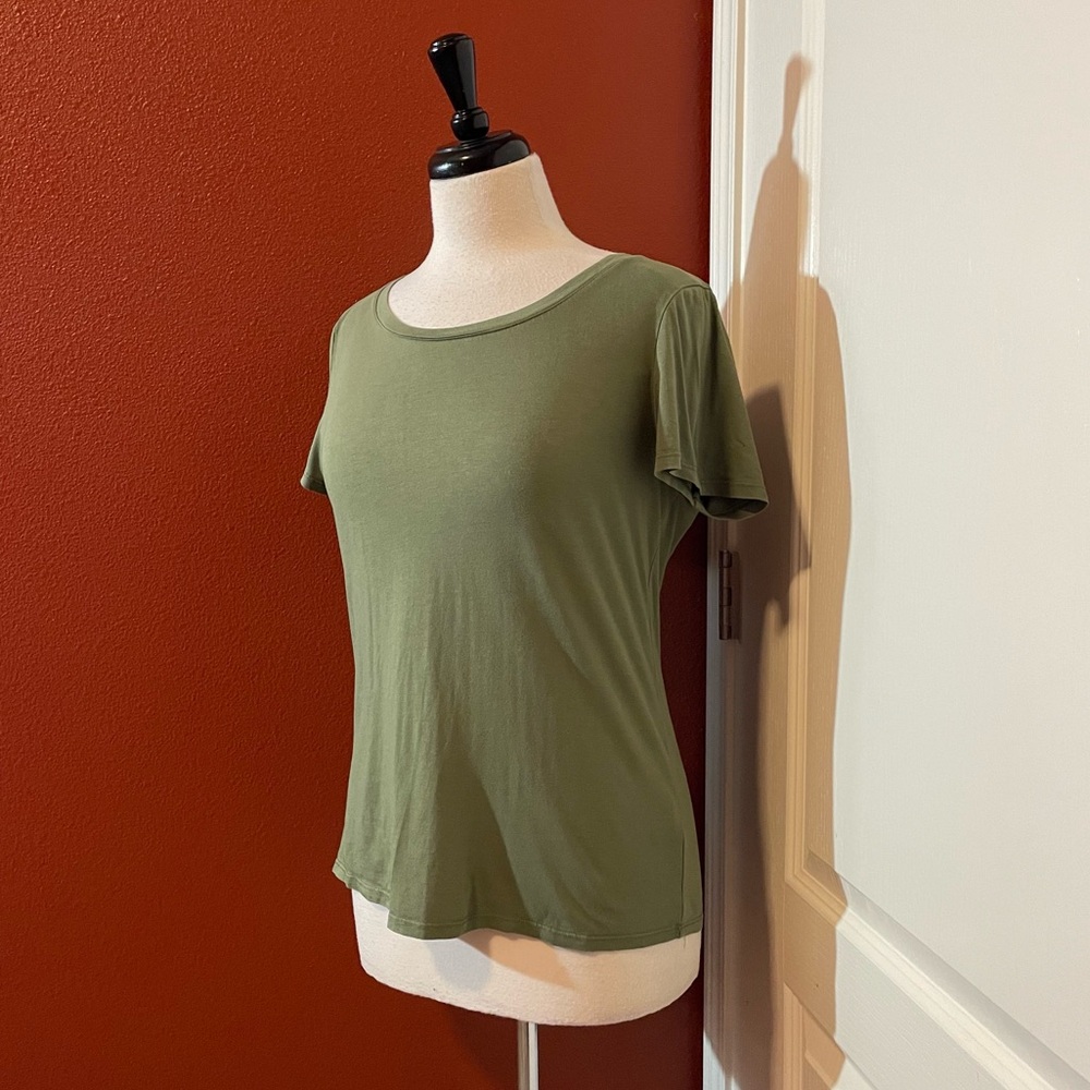 Quince Women’s Standard Green Cotton Blend Short Sleeve Crew Tee Shirt - Picture 1 of 6